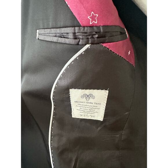 MEHMET EMiN TEKE slim fit silk wool blend blazer floral black sequence 
Sz38 - Picture 7 of 9
